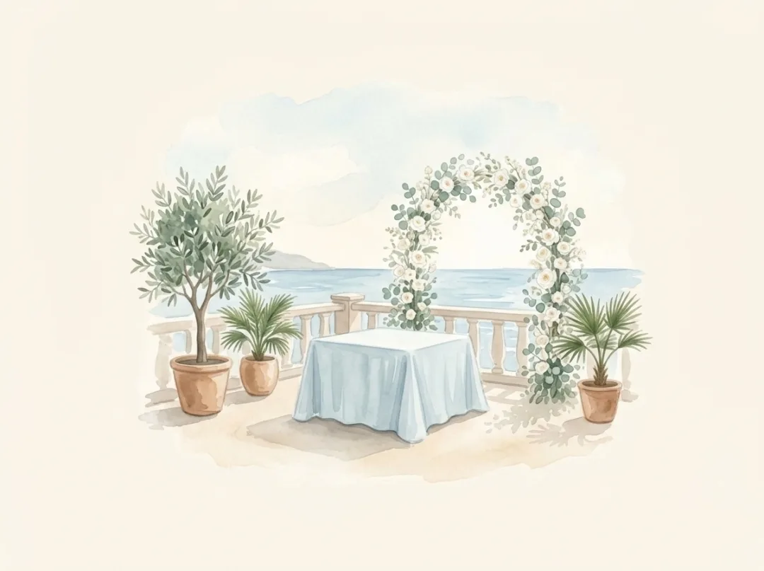 Coastal & Airy wedding style illustration